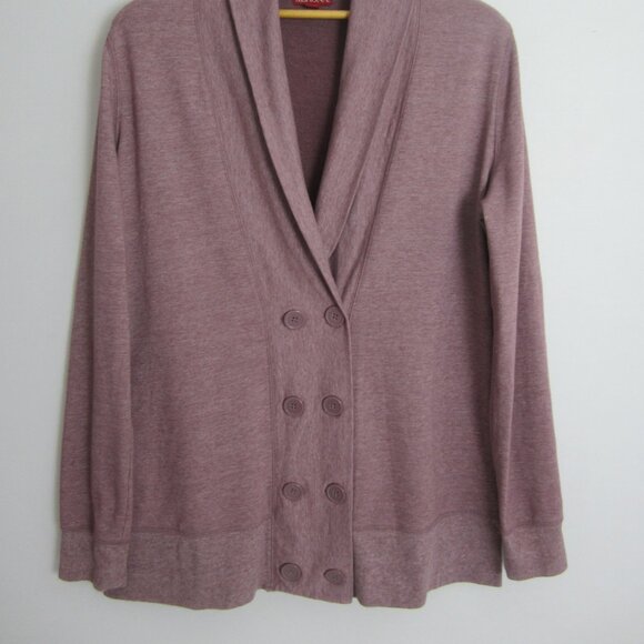 Merona Womens Plus 2X Heather Mauve Purple LS Cotton Blend Cardigan Sweater 46" - Picture 8 of 11